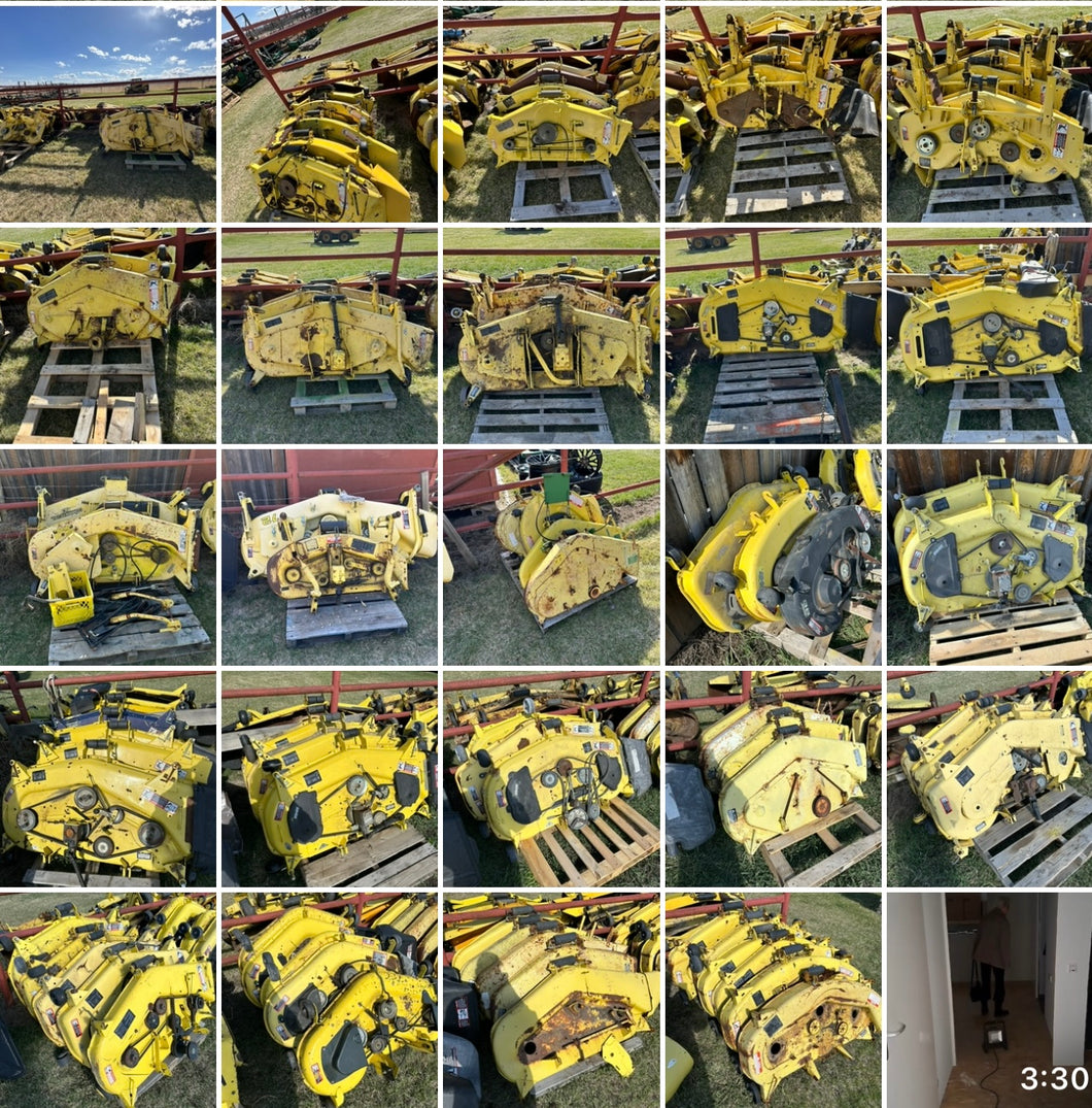 Huge John Deere mowing deck sale