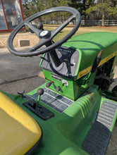 Load image into Gallery viewer, John Deere 112 with hydraulic lift and rototiller
