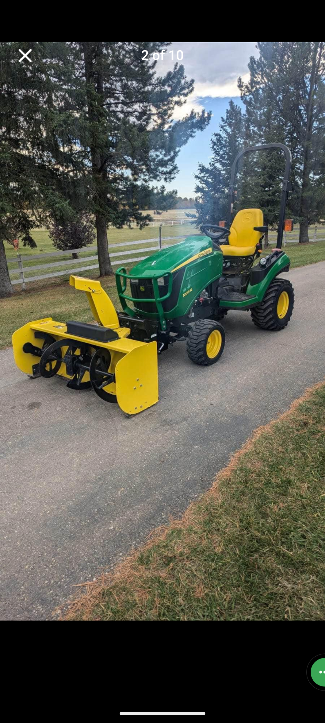 John Deere 1026R diesel tractor snowblower