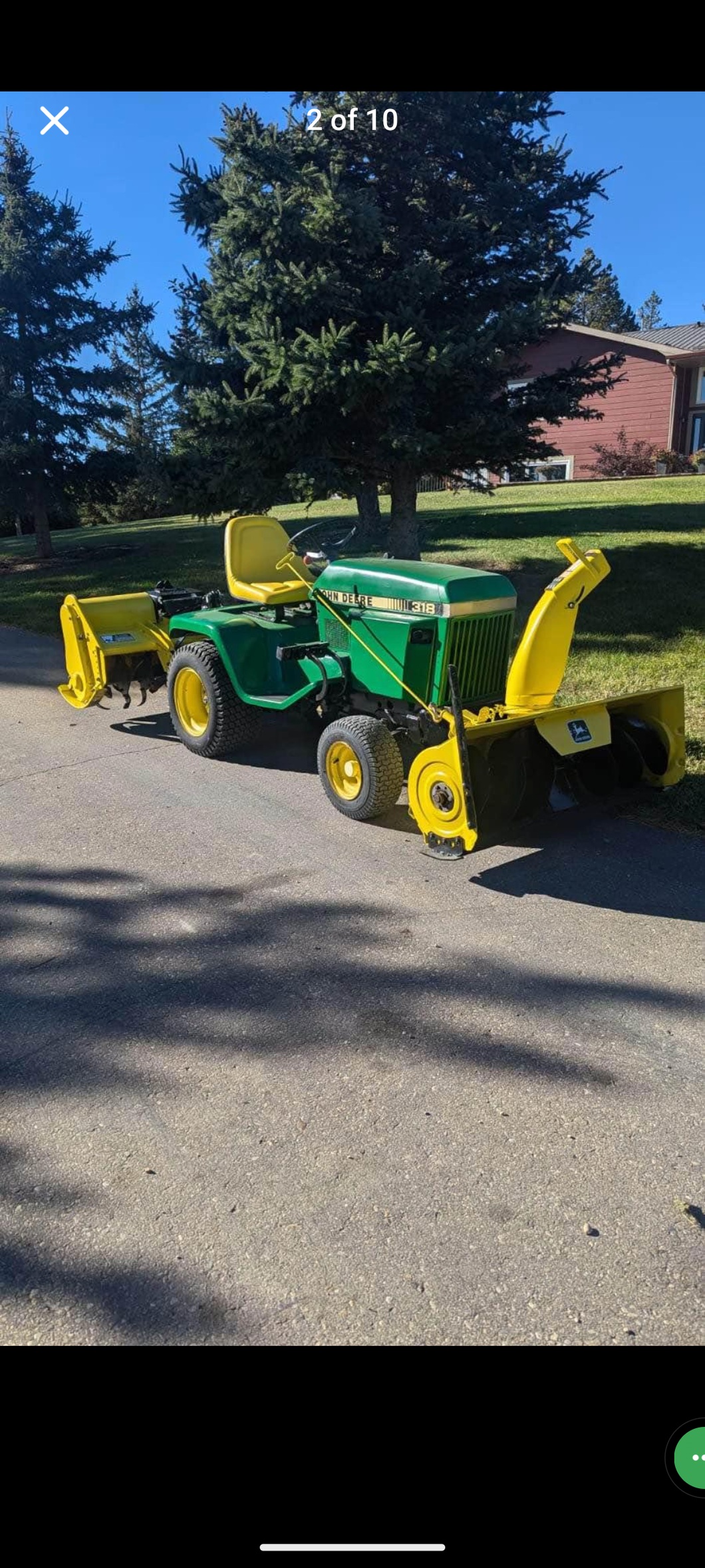 John Deere 318 tractor rototiller snowblower