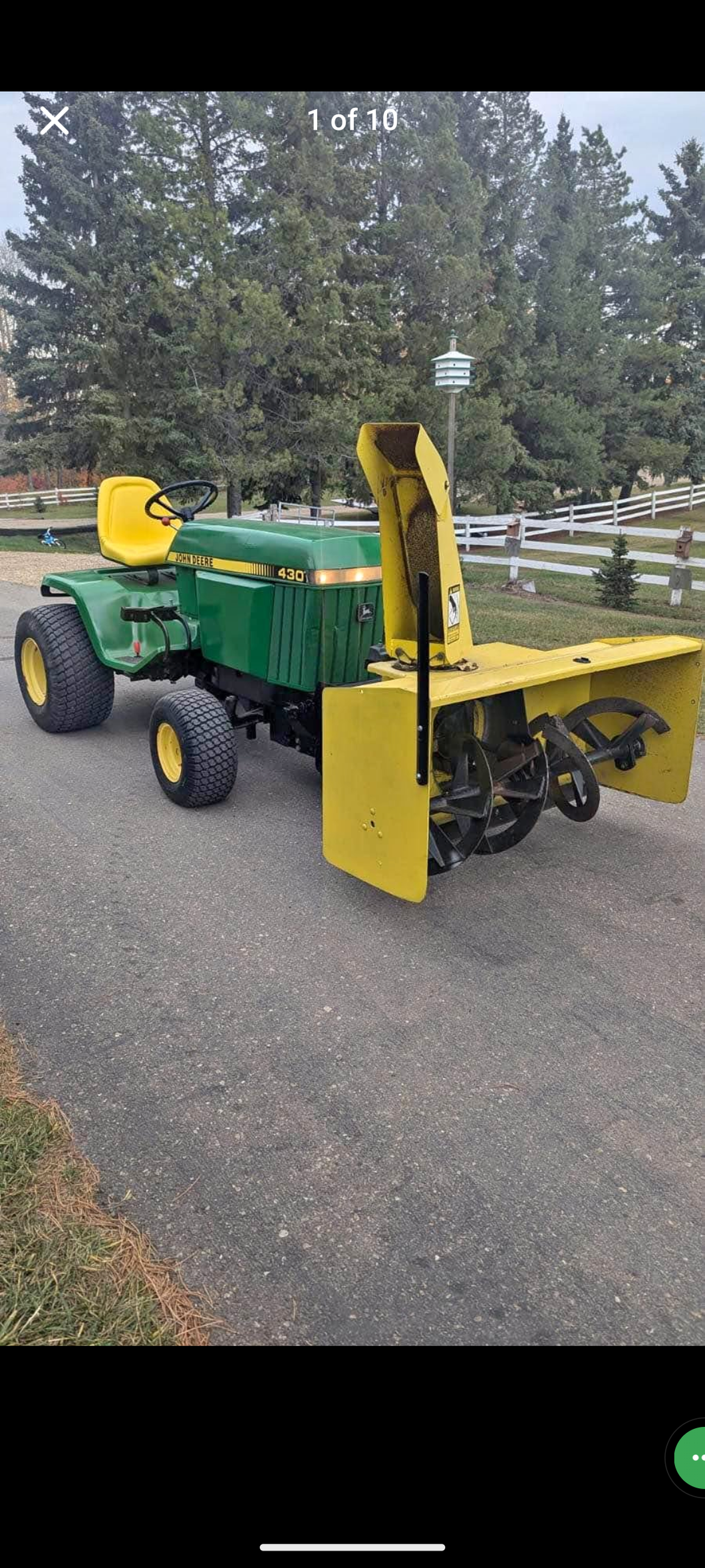 John Deere 430 diesel tractor snowblower