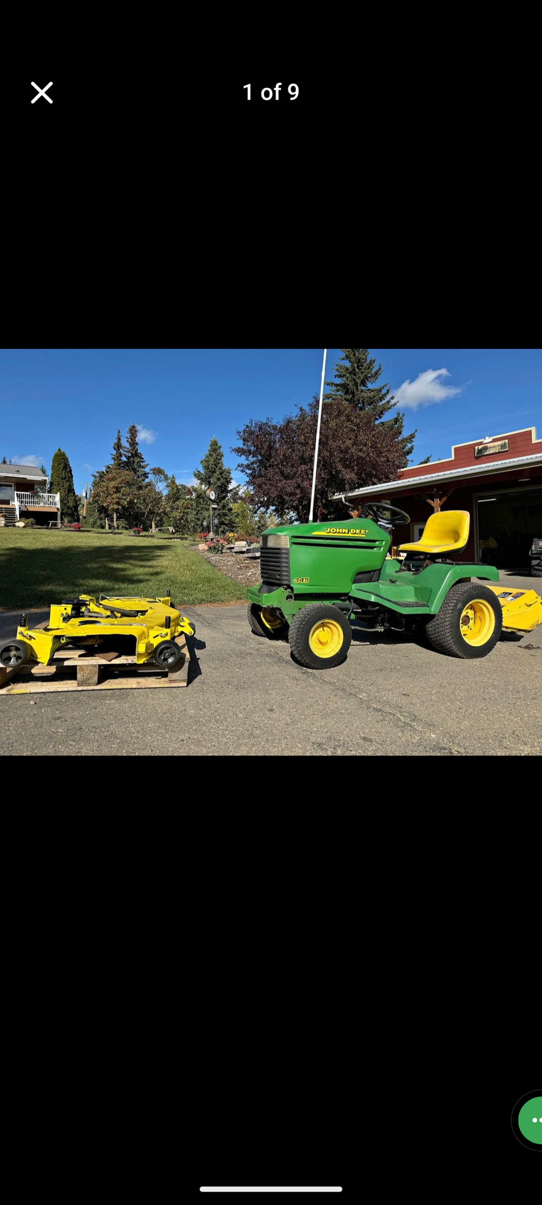 John Deere 345 garden tractor rototiller deck