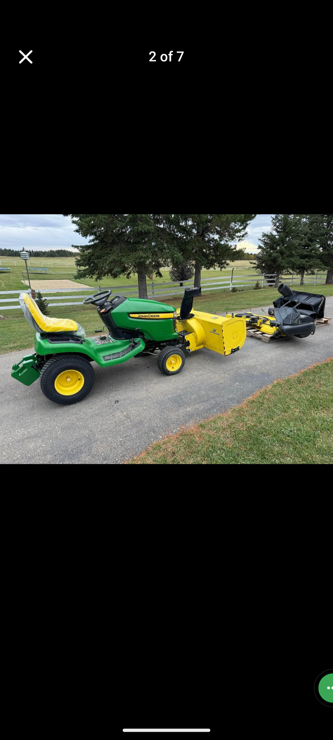 John Deere X340 tractor snowblower mowing deck bagger