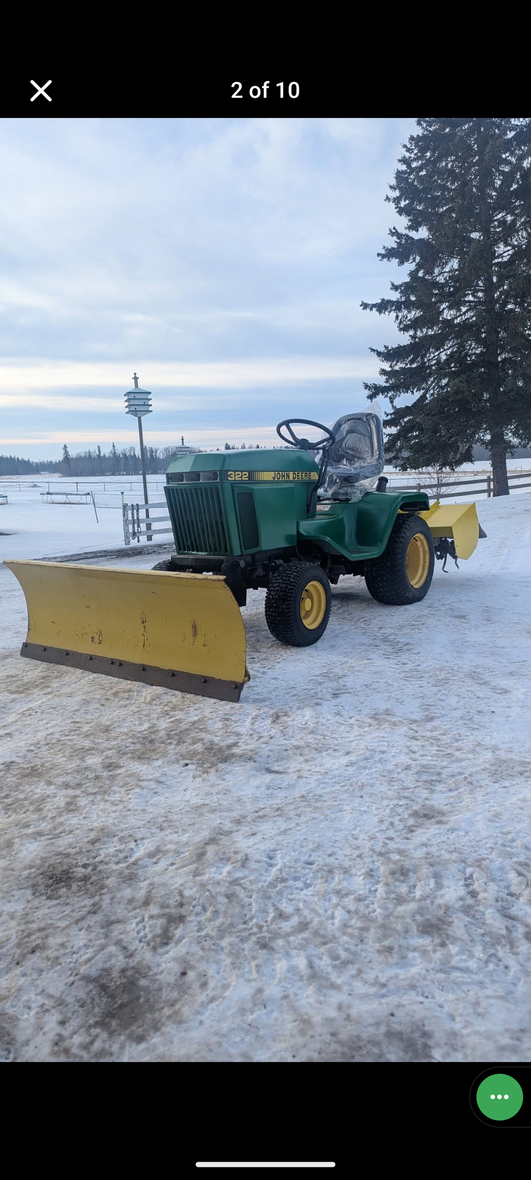 John Deere 322 lawn tractor snow plow rototiller