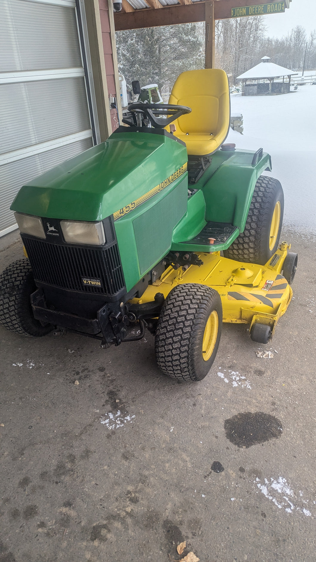 John Deere 455 diesel tractor snowblower package