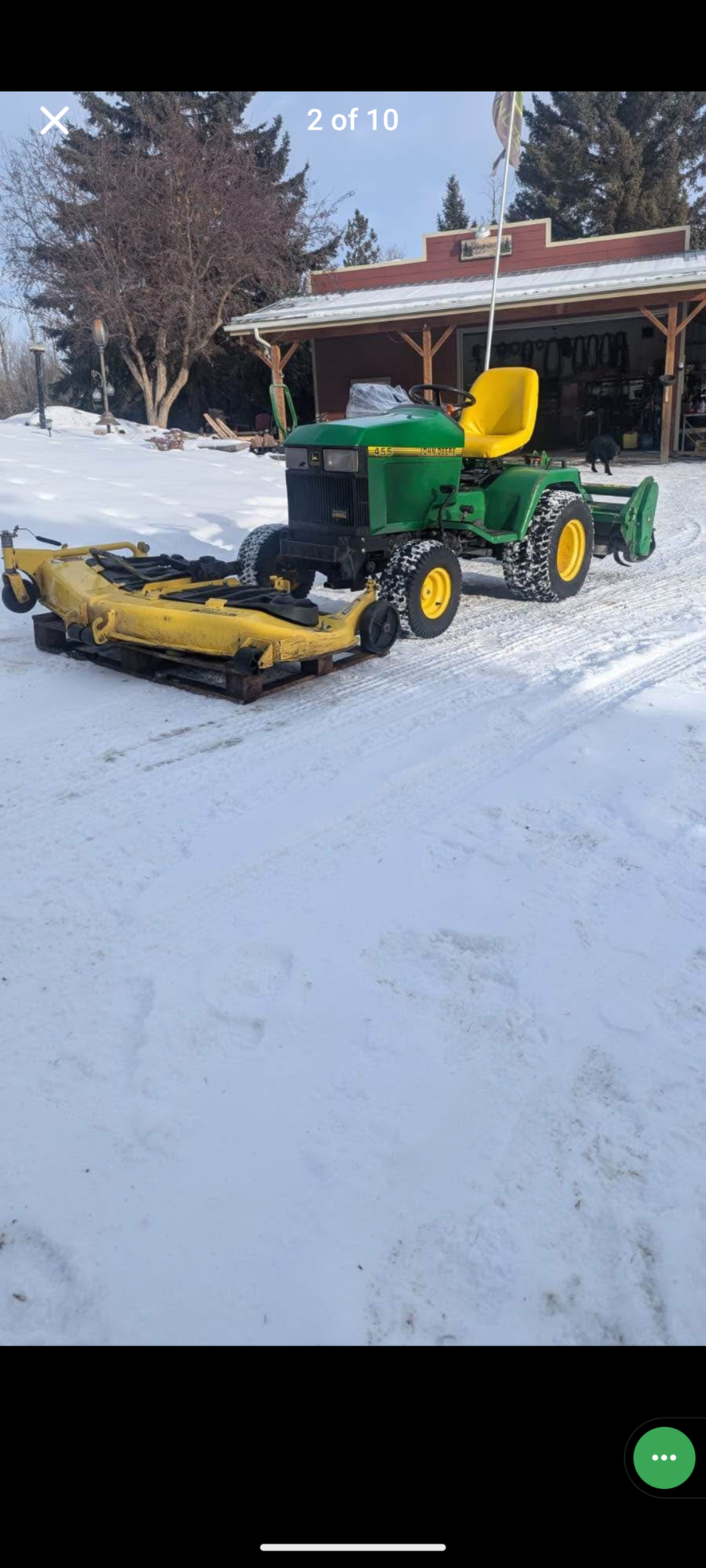 John Deere 455 diesel tractor rototiller